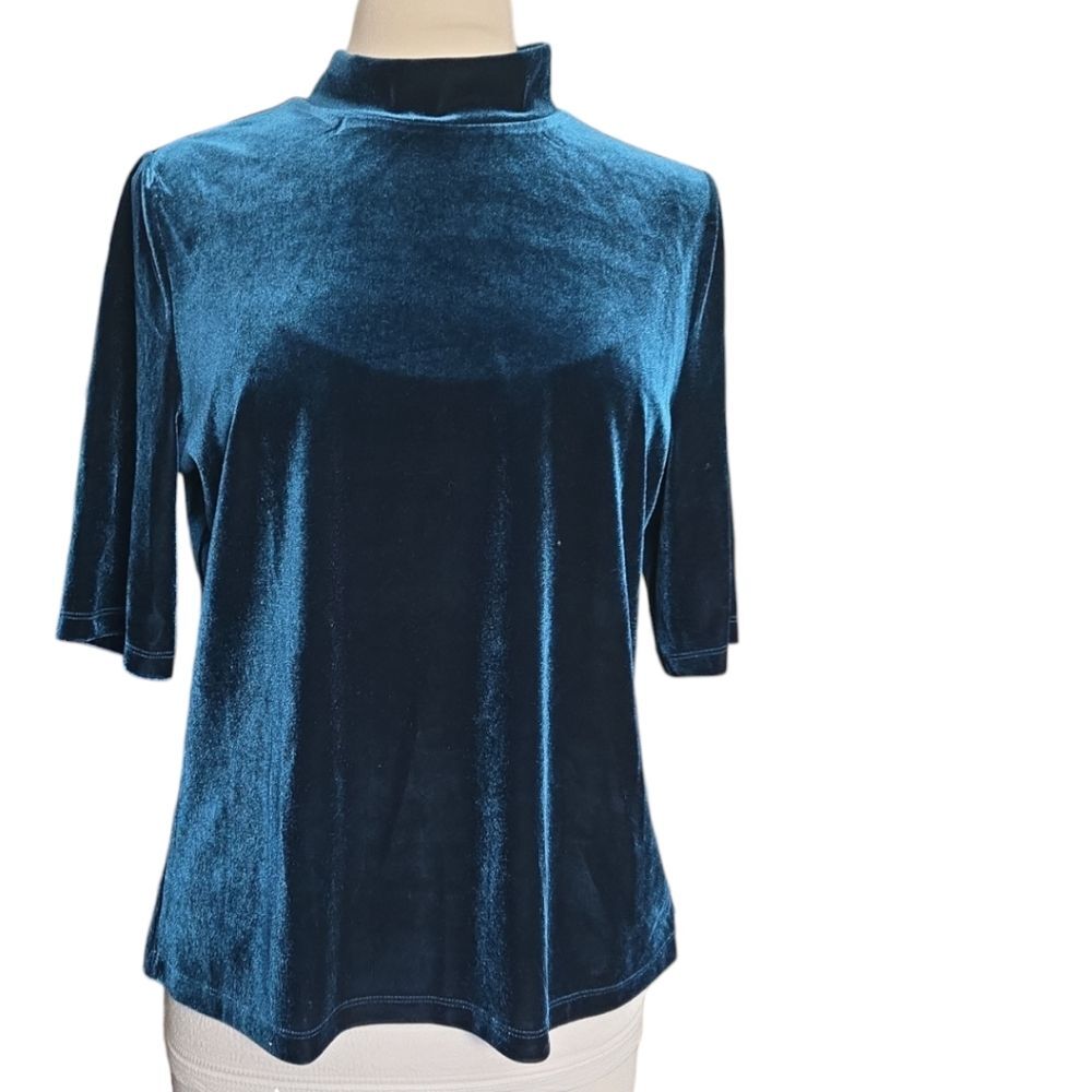 BANANA REPUBLIC Teal Velvet Top - Picture 2 of 7